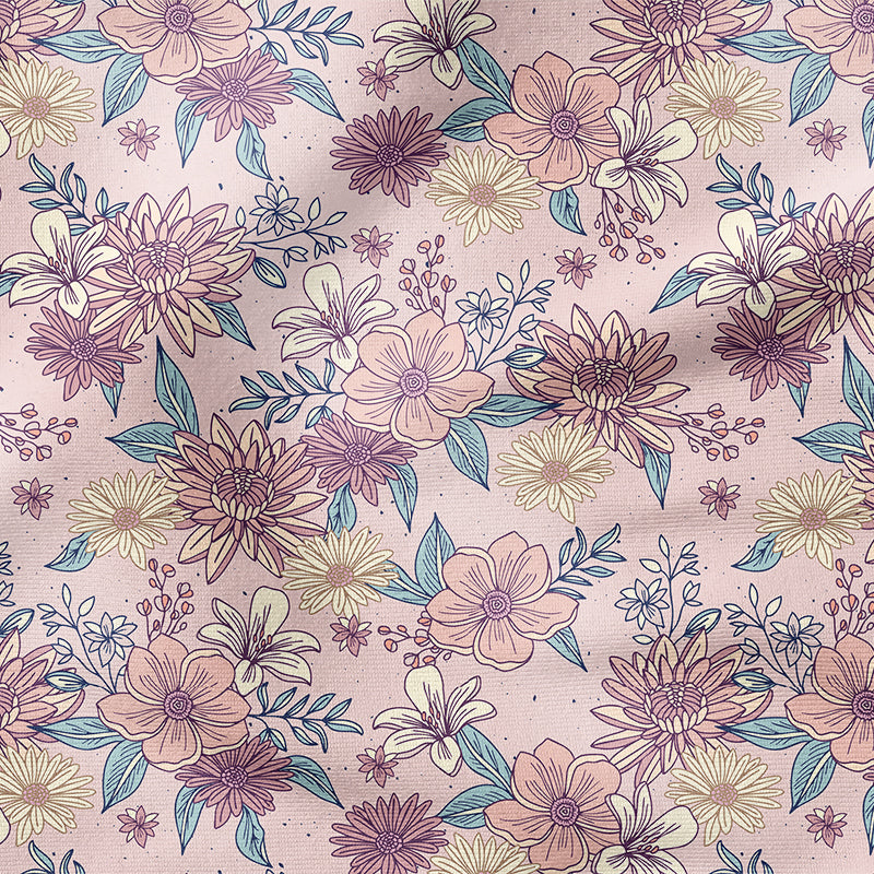 0.5m BIO French Terry Frühlingsblümchen rosa