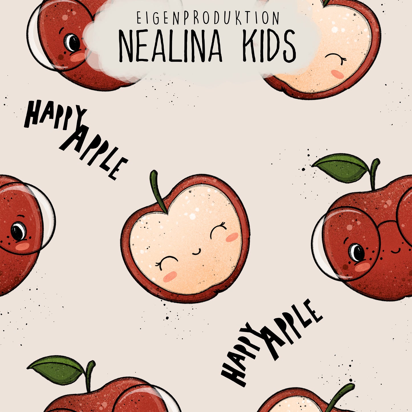 0.5m BIO French Terry Happy Apple