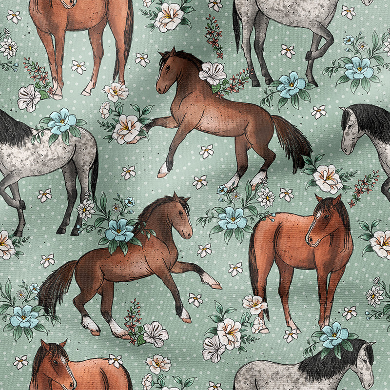 0.5m BIO French Terry Pferde mint *VORBESTELLUNG*