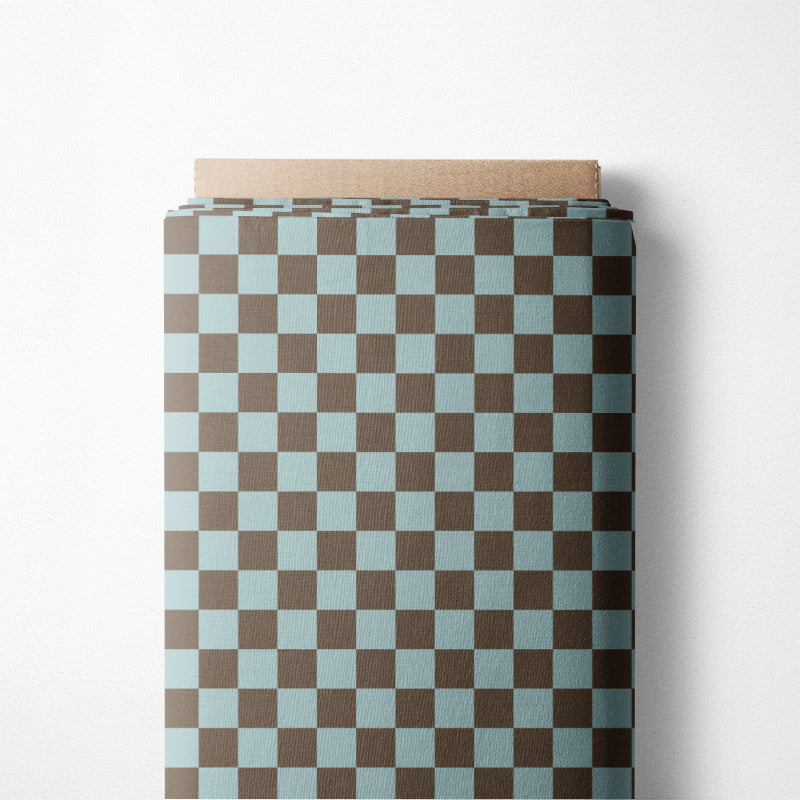 0.5m BIO French Terry Karo dusty blue-taupe *VORBESTELLUNG - Lieferzeit 4-6 Wochen*