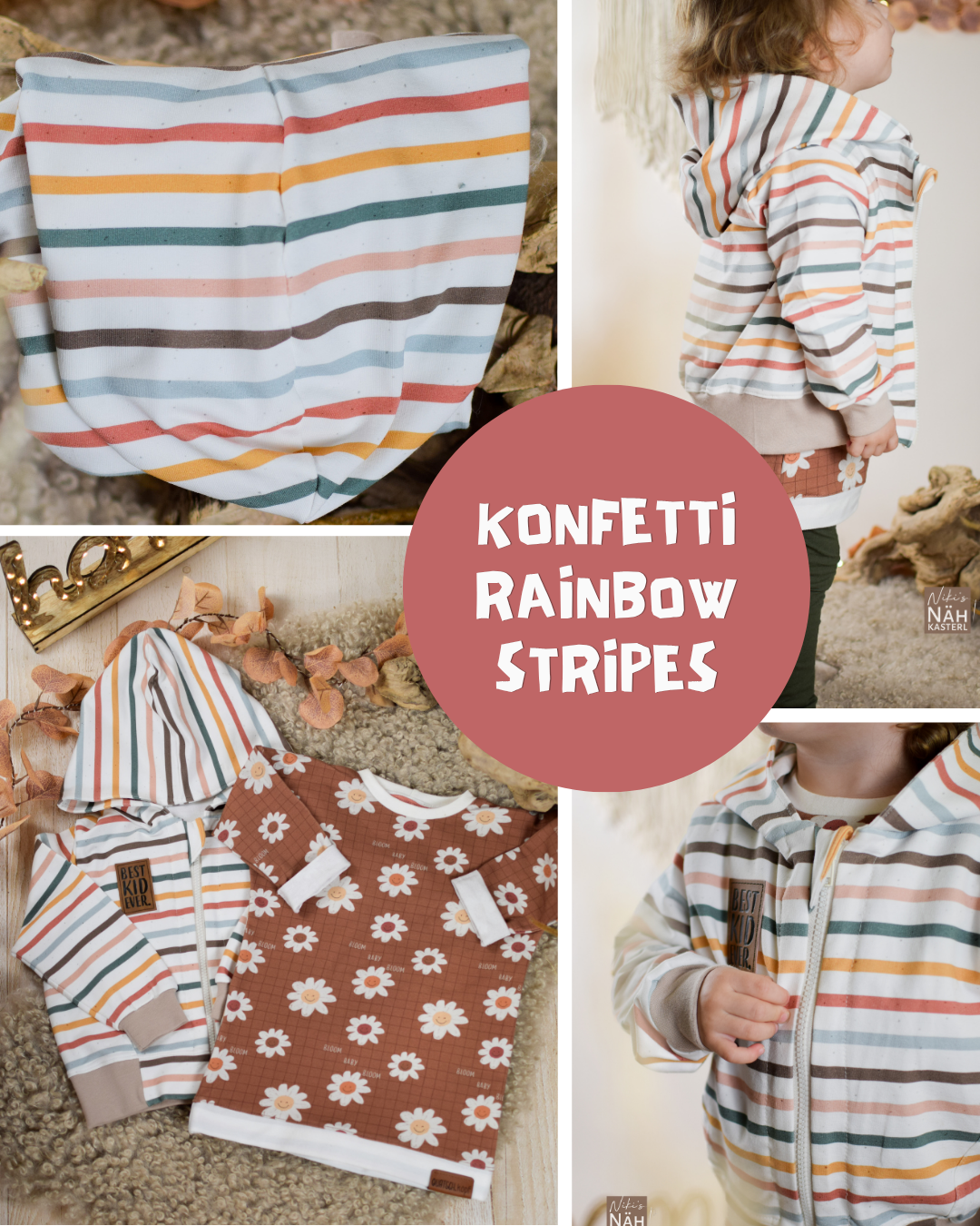 0.5m BIO French Terry Konfetti Rainbow Stripes *VORBESTELLUNG*