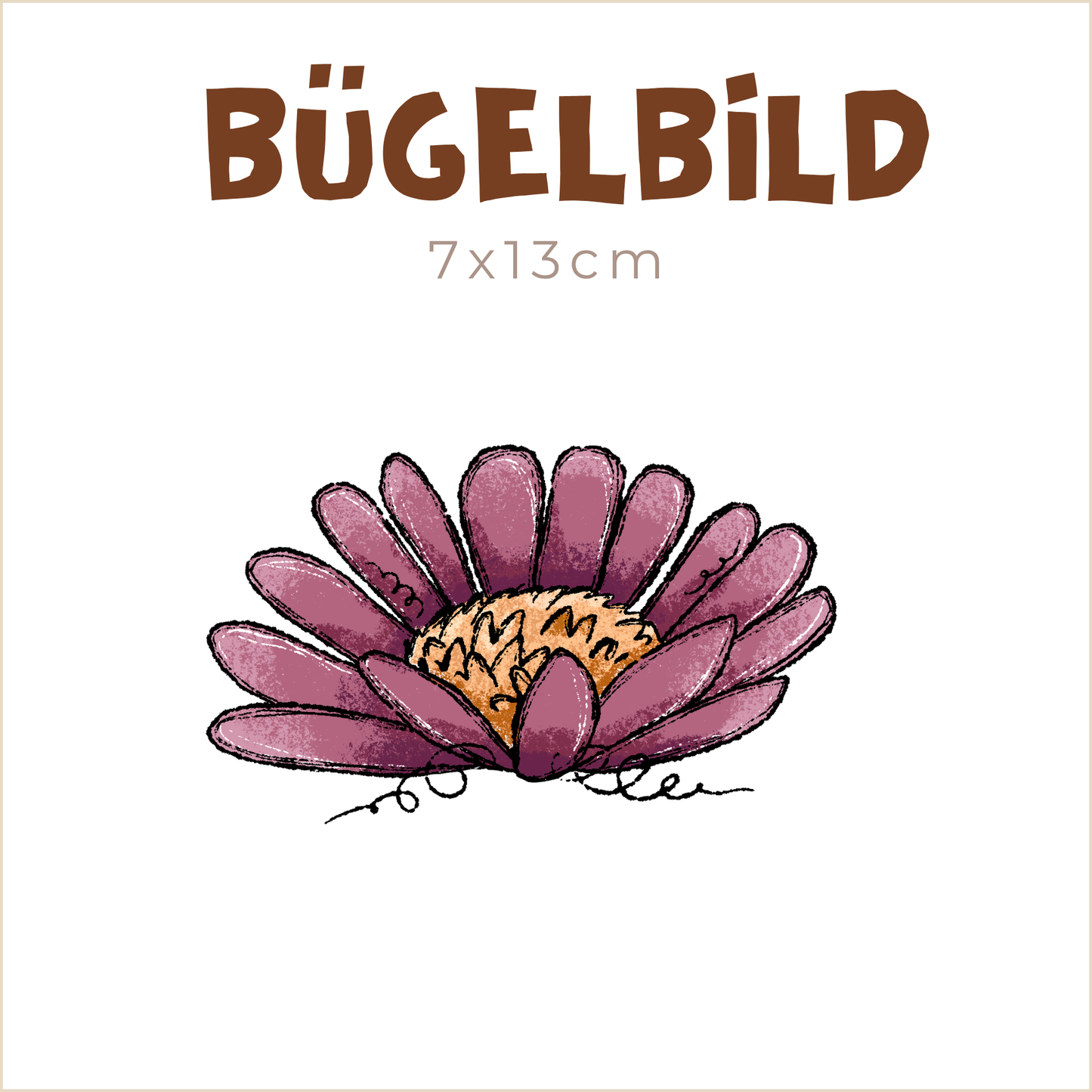 Bügelbild Kürbis-Wiese: Blume lila | 7x13cm