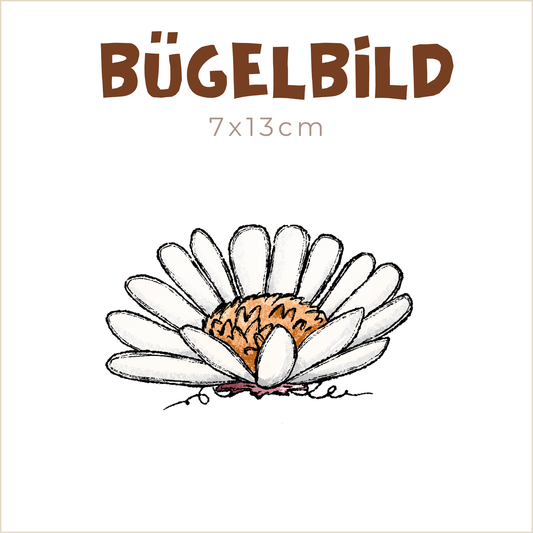 Bügelbild Kürbis-Wiese: Blume weiß | 7x13cm