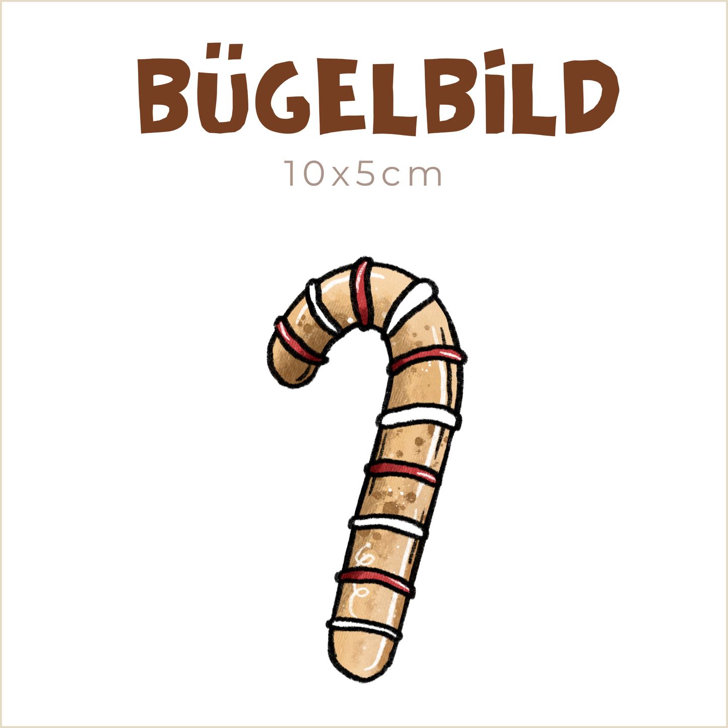 Bügelbild Lebkuchenfreunde: Zuckerstange | 10x5cm