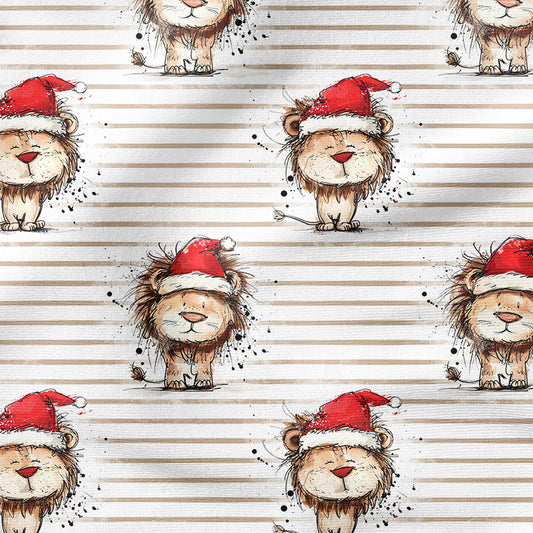 0.5m BIO French Terry Christmas Lion gestreift