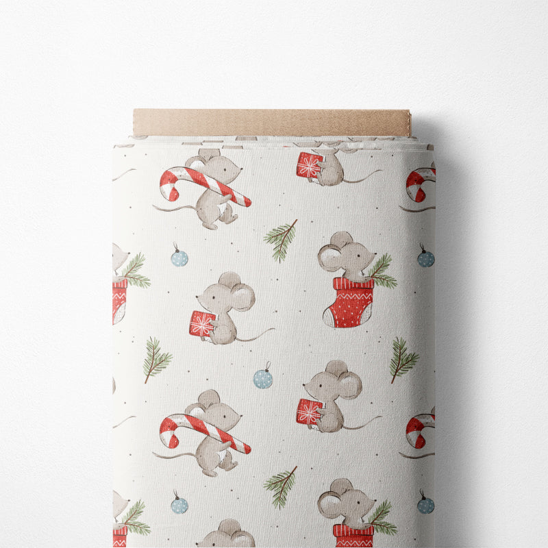 0.5m BIO French Terry Little Christmas Mice *STOFFÜBERSICHT*