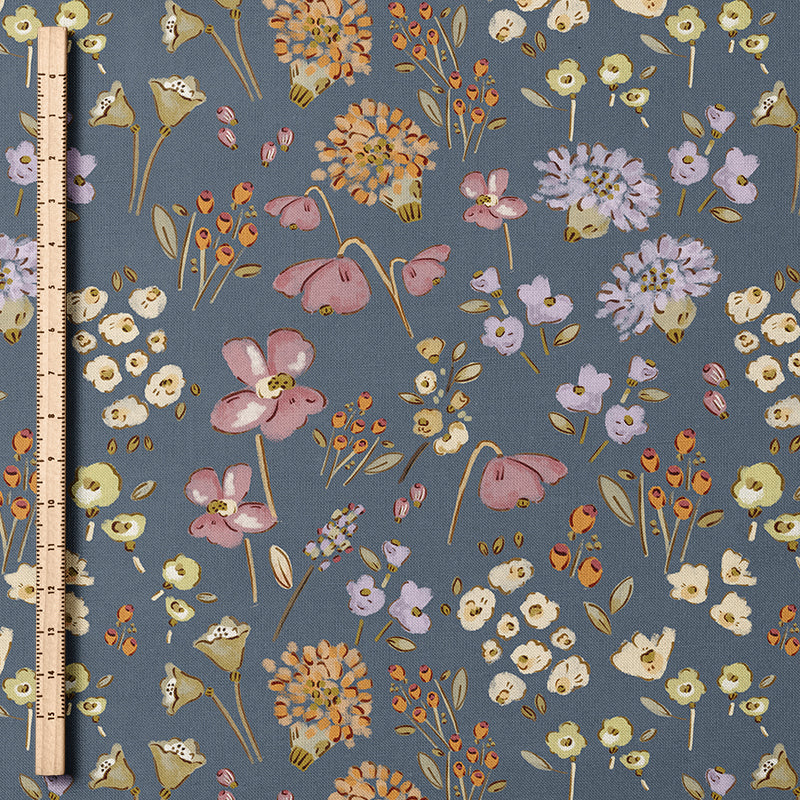 0.5m BIO French Terry Moonlight Florals