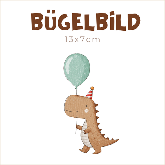 Bügelbild Party-Dino | 13x7cm