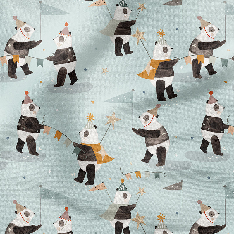 0.5m BIO French Terry Panda-Party chalk *VORBESTELLUNG* Lieferzeit 4-7 Wochen*
