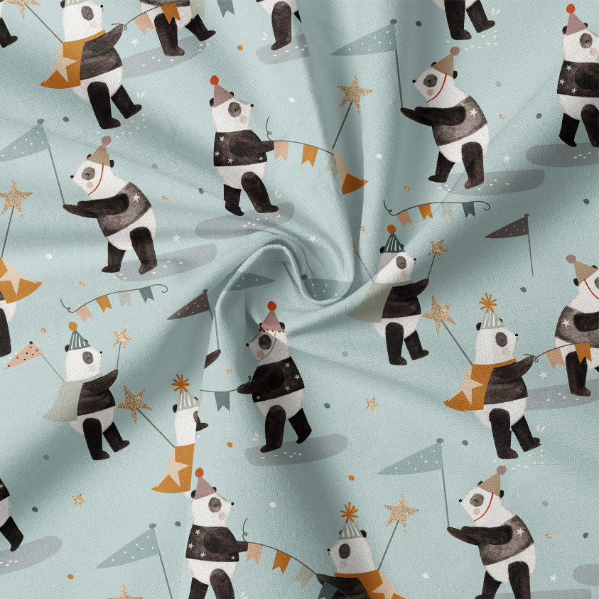 0.5m BIO French Terry Panda-Party chalk *VORBESTELLUNG* Lieferzeit 4-7 Wochen*