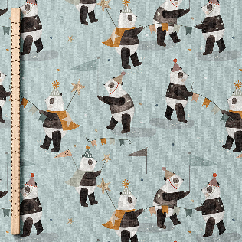 0.5m BIO French Terry Panda-Party chalk *VORBESTELLUNG* Lieferzeit 4-7 Wochen*