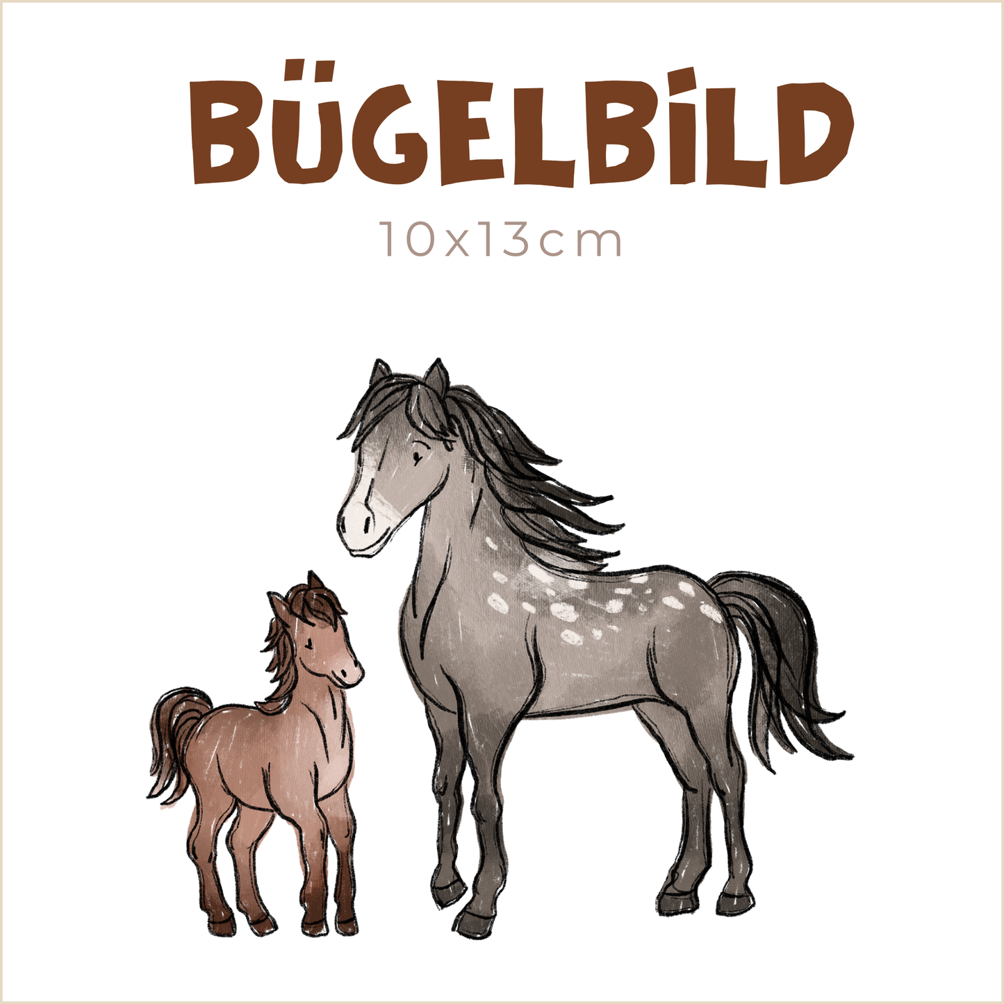 Bügelbild Pferde-Scratch: Mama und Fohlen | 10x13cm