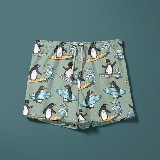 0.5m Bademodestoff Pinguin-Surfing