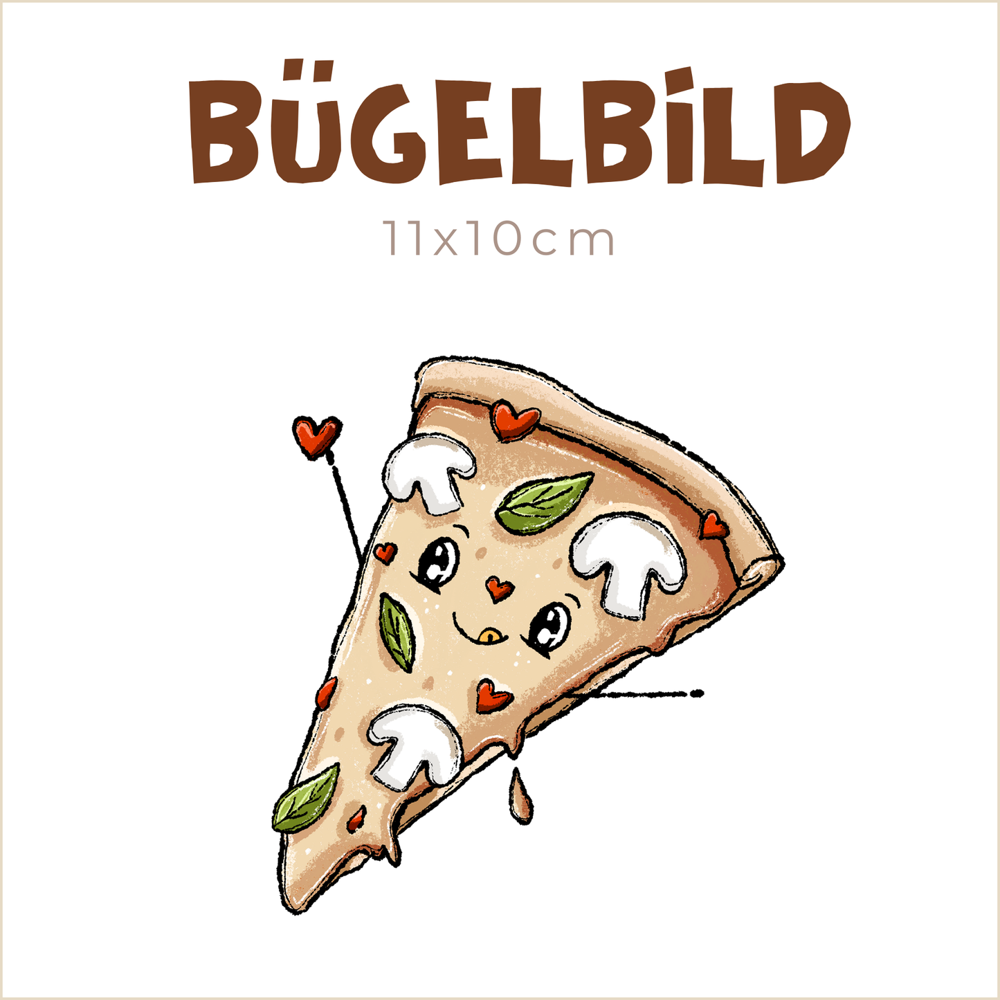 Bügelbild Pizza: Champignon | 11x10cm