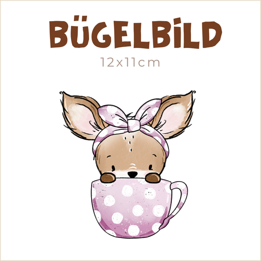 Bügelbild Rehlina Tasse lila | 12x11cm