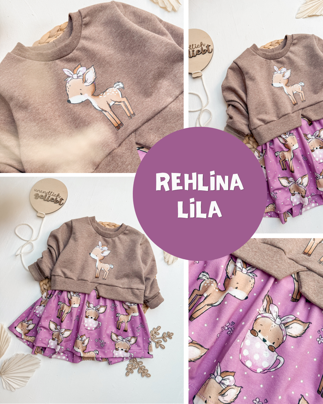 Bügelbild Rehlina lila | 13x8cm