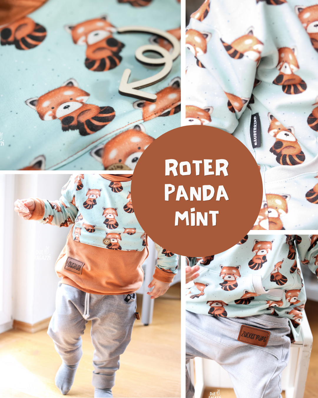 0.5m BIO French Terry Roter Panda mint *VORBESTELLUNG*