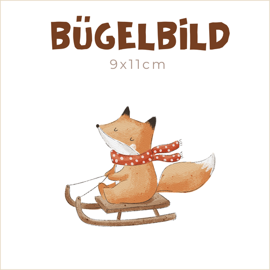 Bügelbild Schlitten-Fuchs-Fahrt | 9x11cm