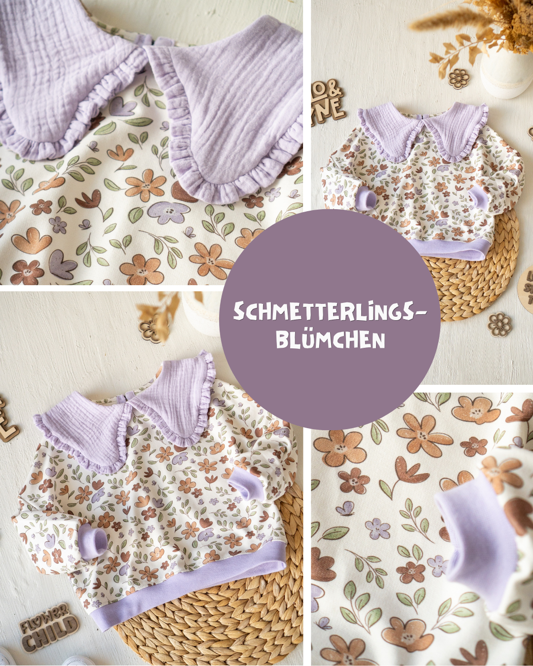 0.5m BIO French Terry Schmetterlings-Blümchen