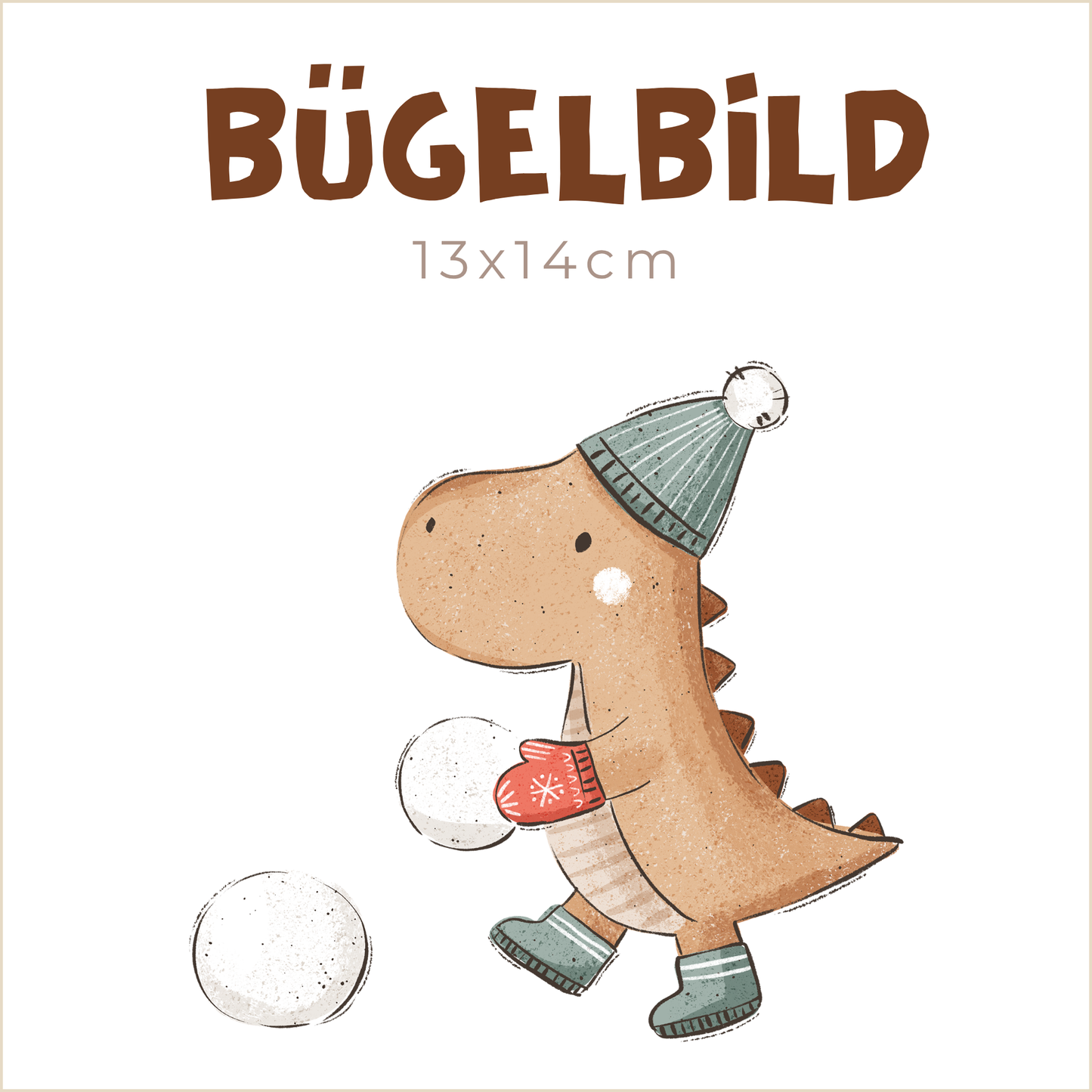 Bügelbild Schneeball-Dino | 13x14cm