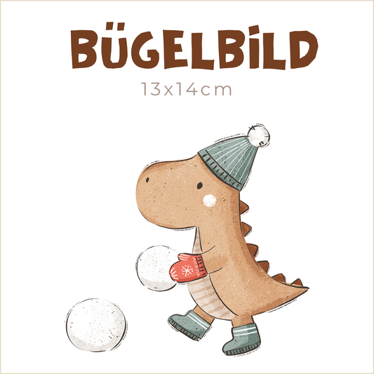 Bügelbild Schneeball-Dino | 13x14cm