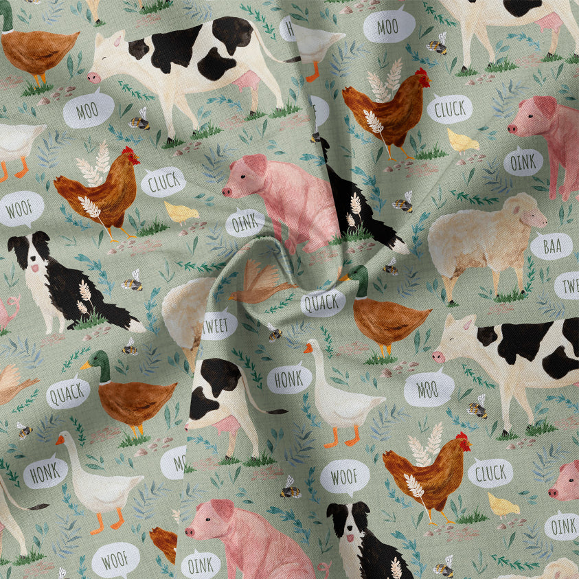 0.5m BIO French Terry Sounds on the Farm sage *VORBESTELLUNG*