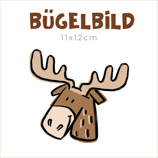 Bügelbild Stay Wild: Elch Augen offen | 11x12cm