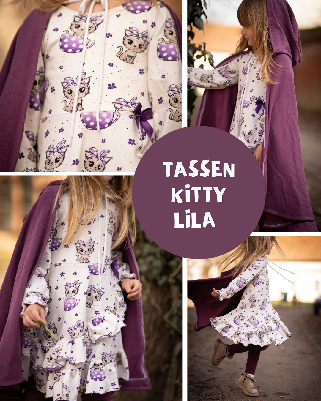 0.5m BIO French Terry Tassen-Kitty lila
