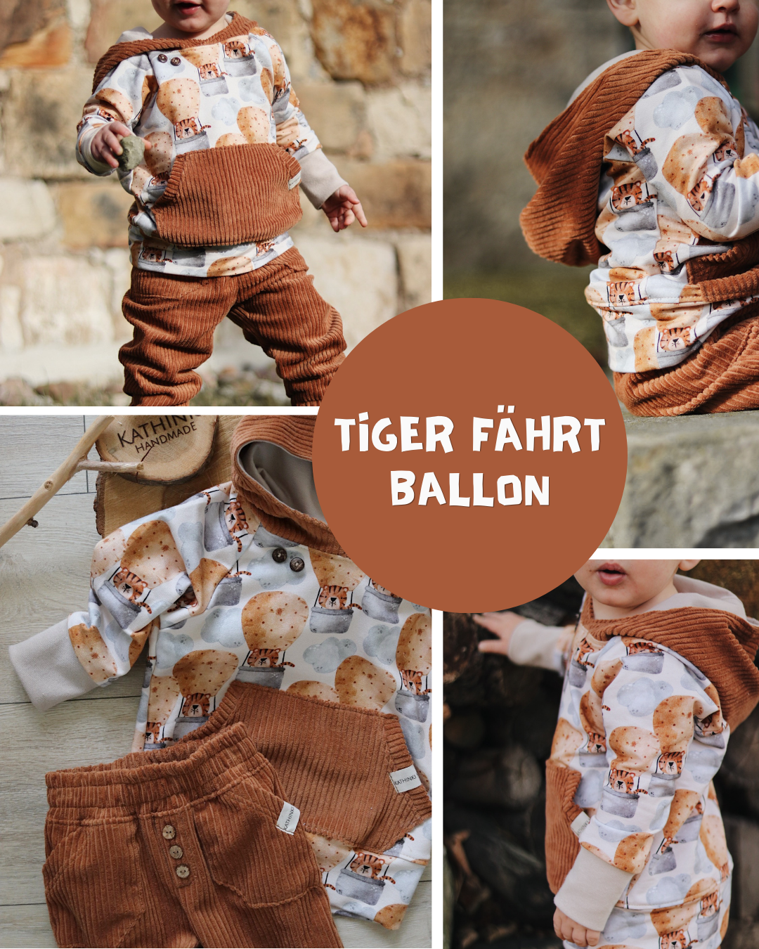 0.5m BIO French Terry Tiger fährt Ballon