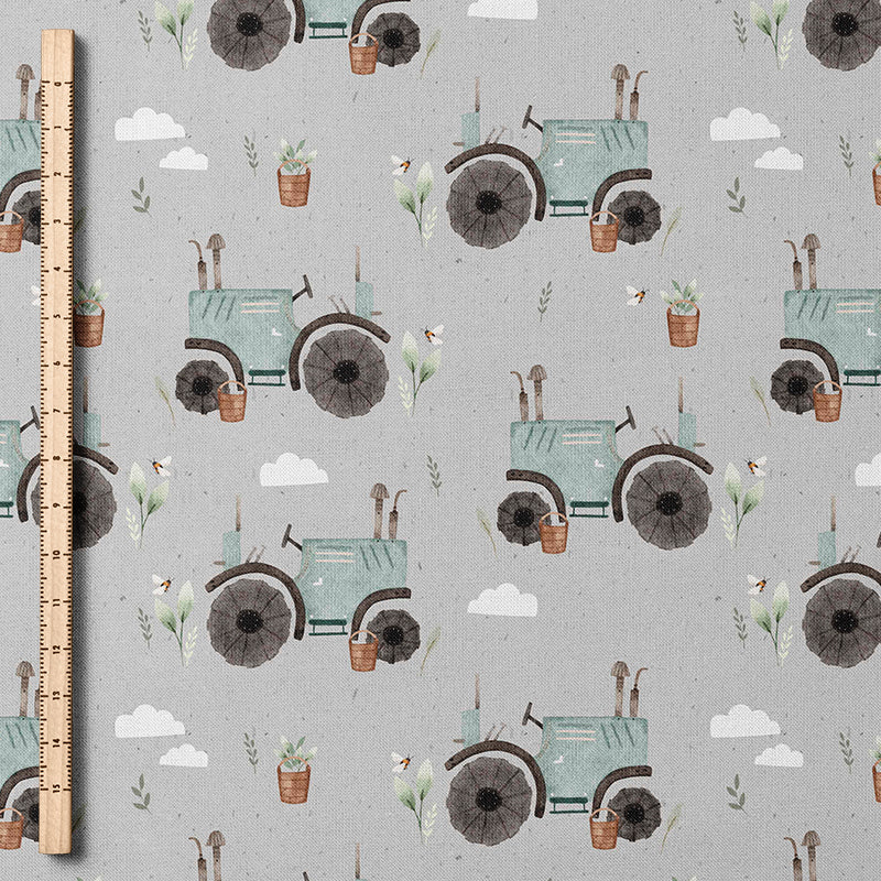 0.5m BIO French Terry Traktor gray *STOFFÜBERSICHT*