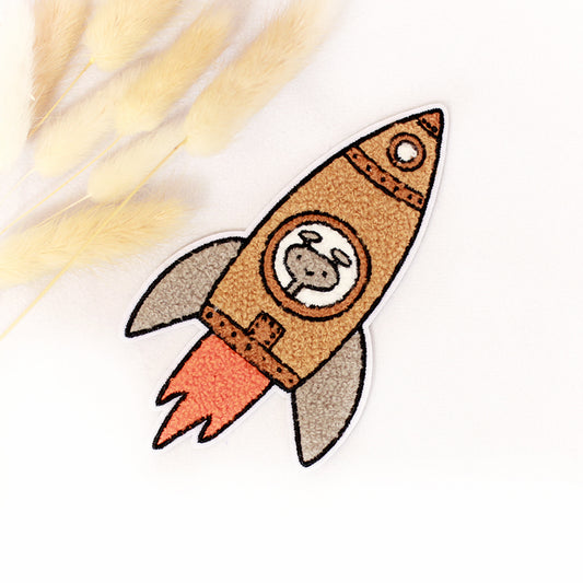 Chenille Patch: Universe earth - Rakete | 14x7,5cm