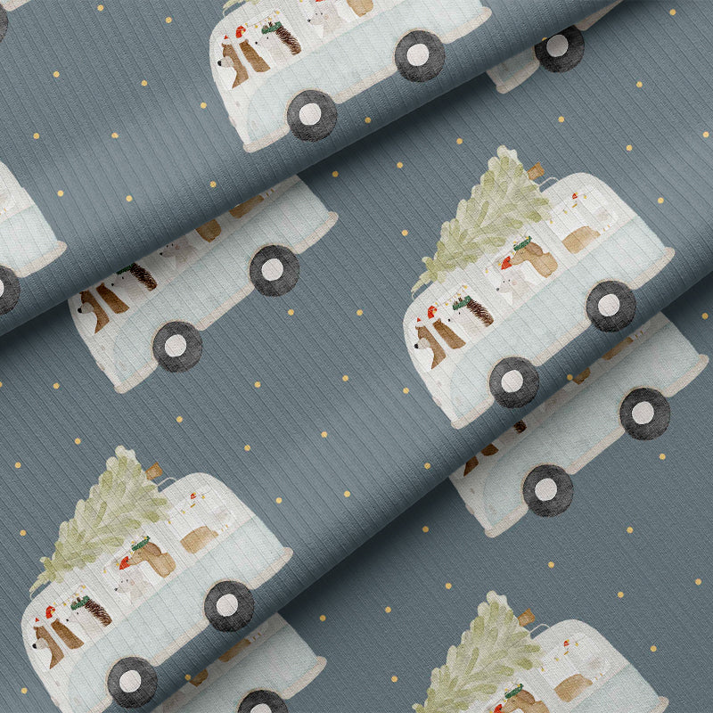 0.5m Rippjersey Weihnachtsbus