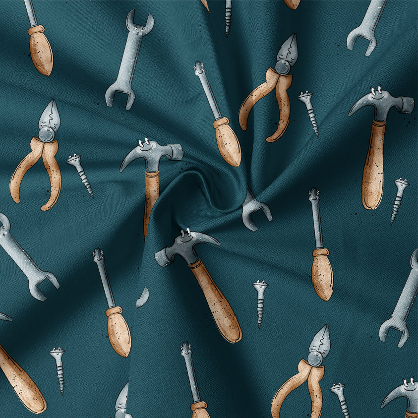 0.5m BIO French Terry Werkzeuge blau *COMING SOON*