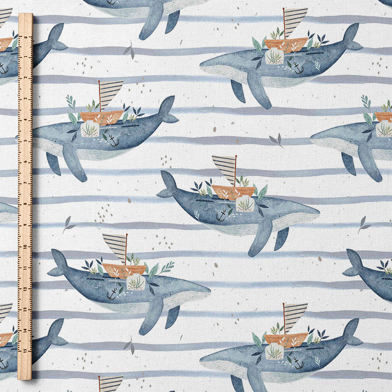 RESTSTÜCK 130cm Bademodestoff Whale Song