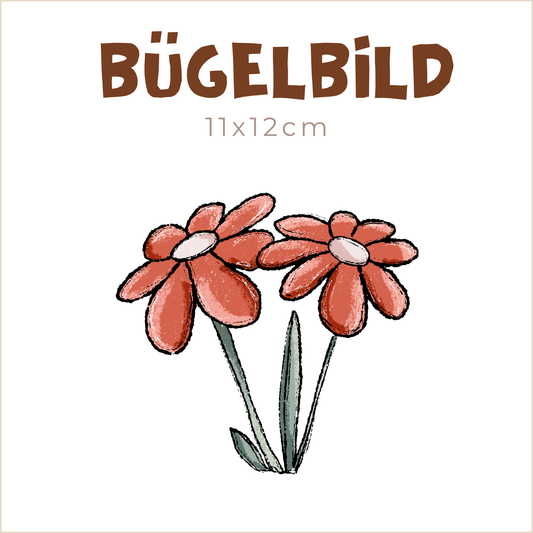 Bügelbild Wiesenhase: Blumen rot | 11x12cm