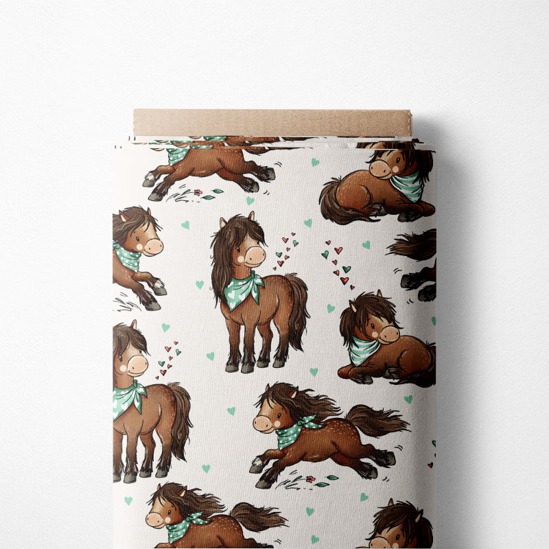 0.5m BIO French Terry Wildpferde natur *VORBESTELLUNG - Lieferzeit 4-6 Wochen*