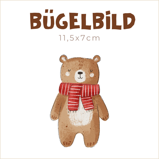Bügelbild Winter-Bärchen Streifen Mini | 11,5x7cm