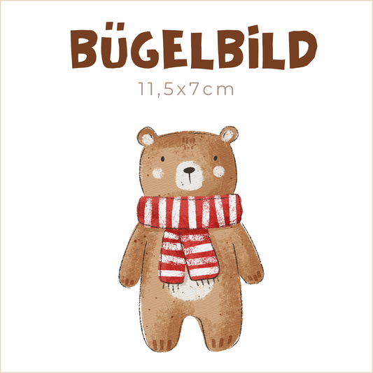 Bügelbild Winter-Bärchen Streifen breit | 11,5x7cm