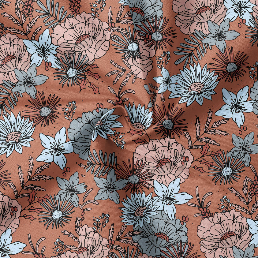 0.5m BIO French Terry Winterflowers rust