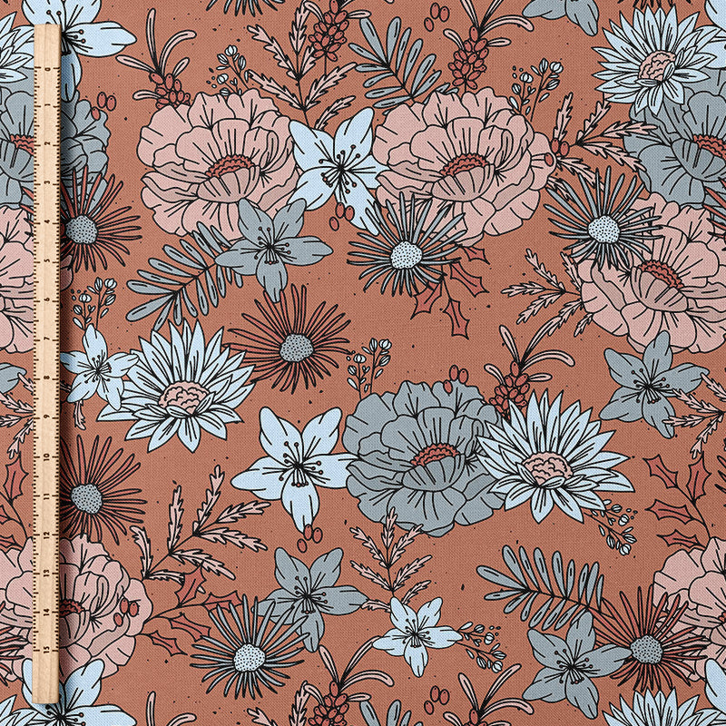0.5m BIO French Terry Winterflowers rust