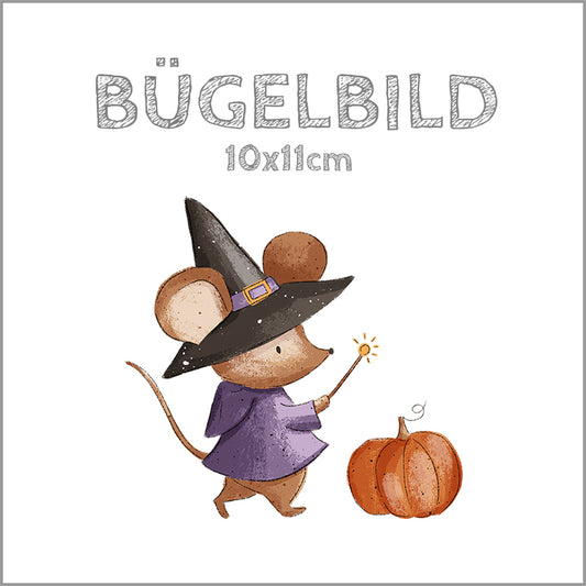 Bügelbild Wizard Mouse Kürbis | 10x11cm