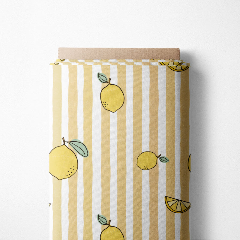 RESTSTÜCK 50cm Biojersey Zitronen gestreift