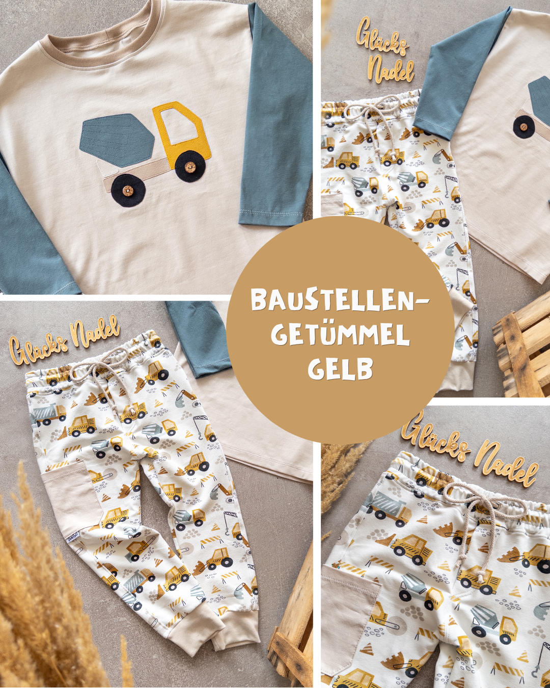 0.5m BIO French Terry Baustellengetümmel gelb *STOFFÜBERSICHT*