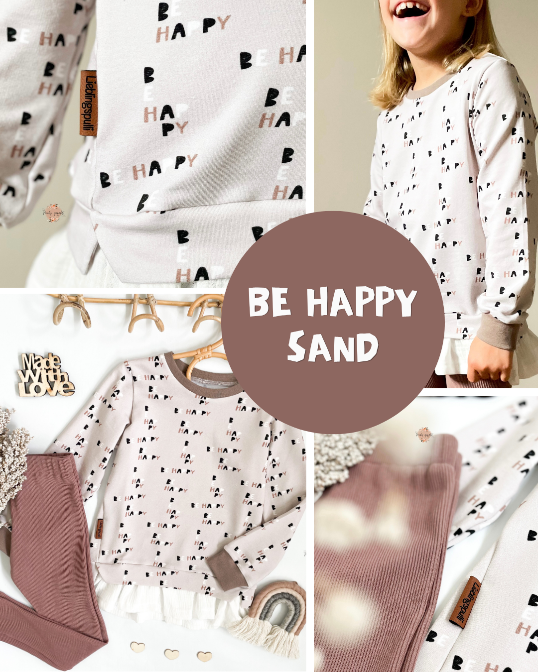 0.5m BIO French Terry Be Happy sand *VORBESTELLUNG*