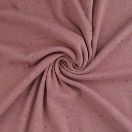 0.5m Jersey altrosa-melange mit Konfetti bunt
