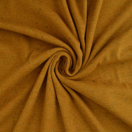 0.5m Jersey ocker-melange mit Konfetti bunt