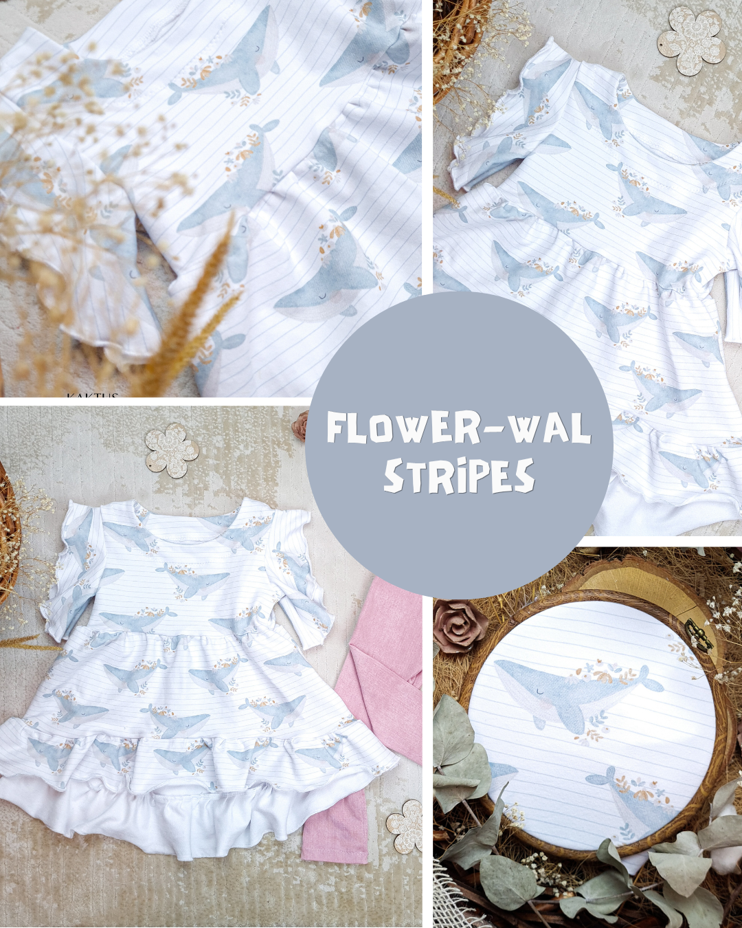 0.5m BIO French Terry Flower-Wal Stripes