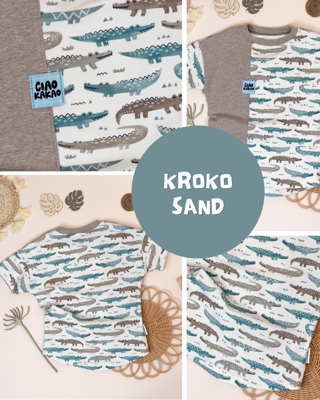 0.5m BIO French Terry Kroko sand