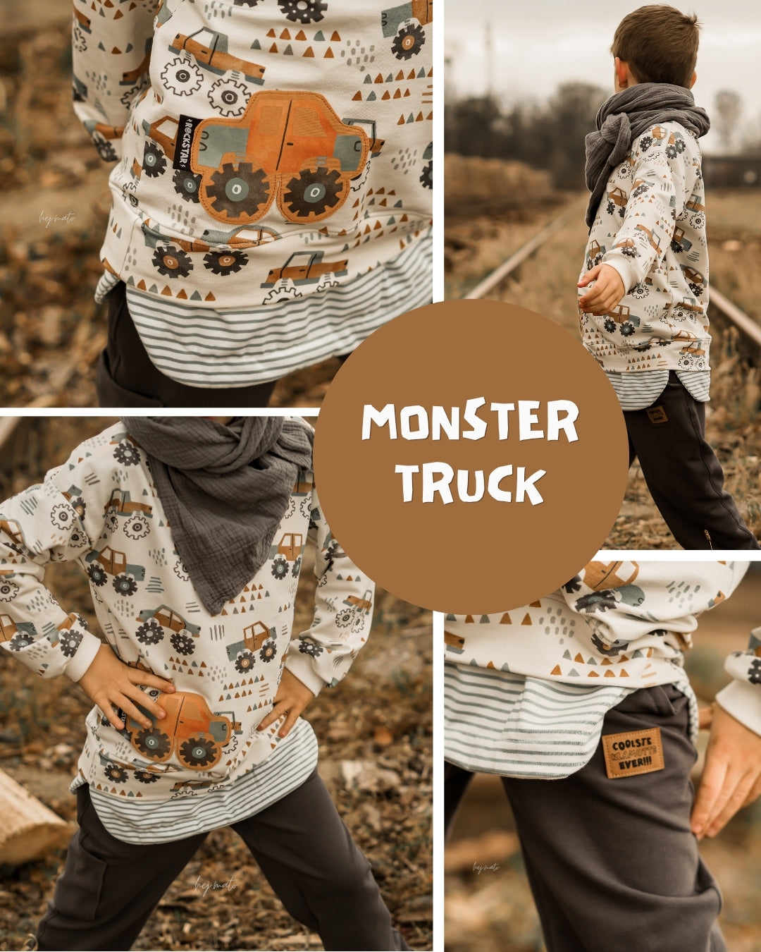 0.5m BIO French Terry Monster Truck cream