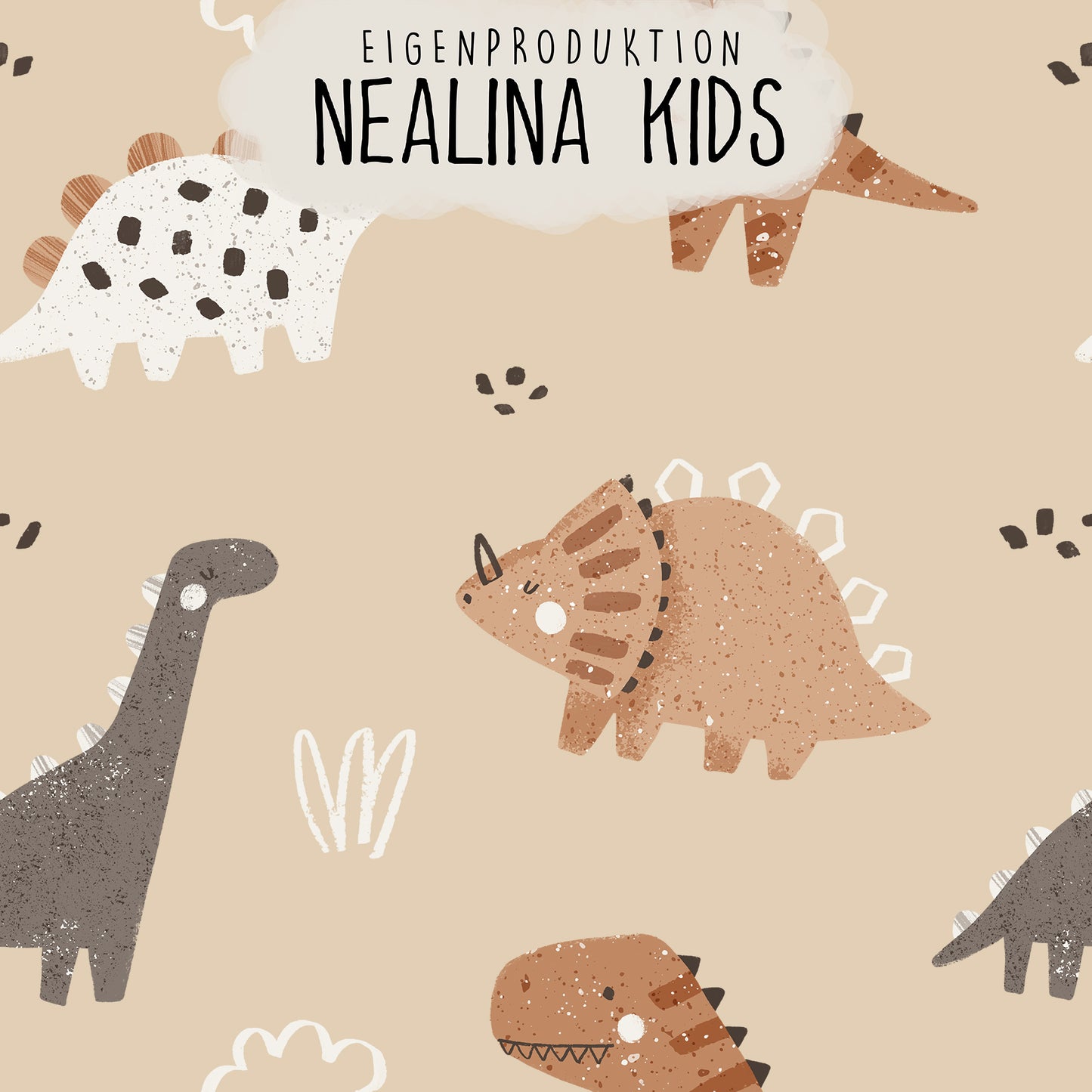 0.5m BIO French Terry Dinosaurs beige *VORBESTELLUNG*